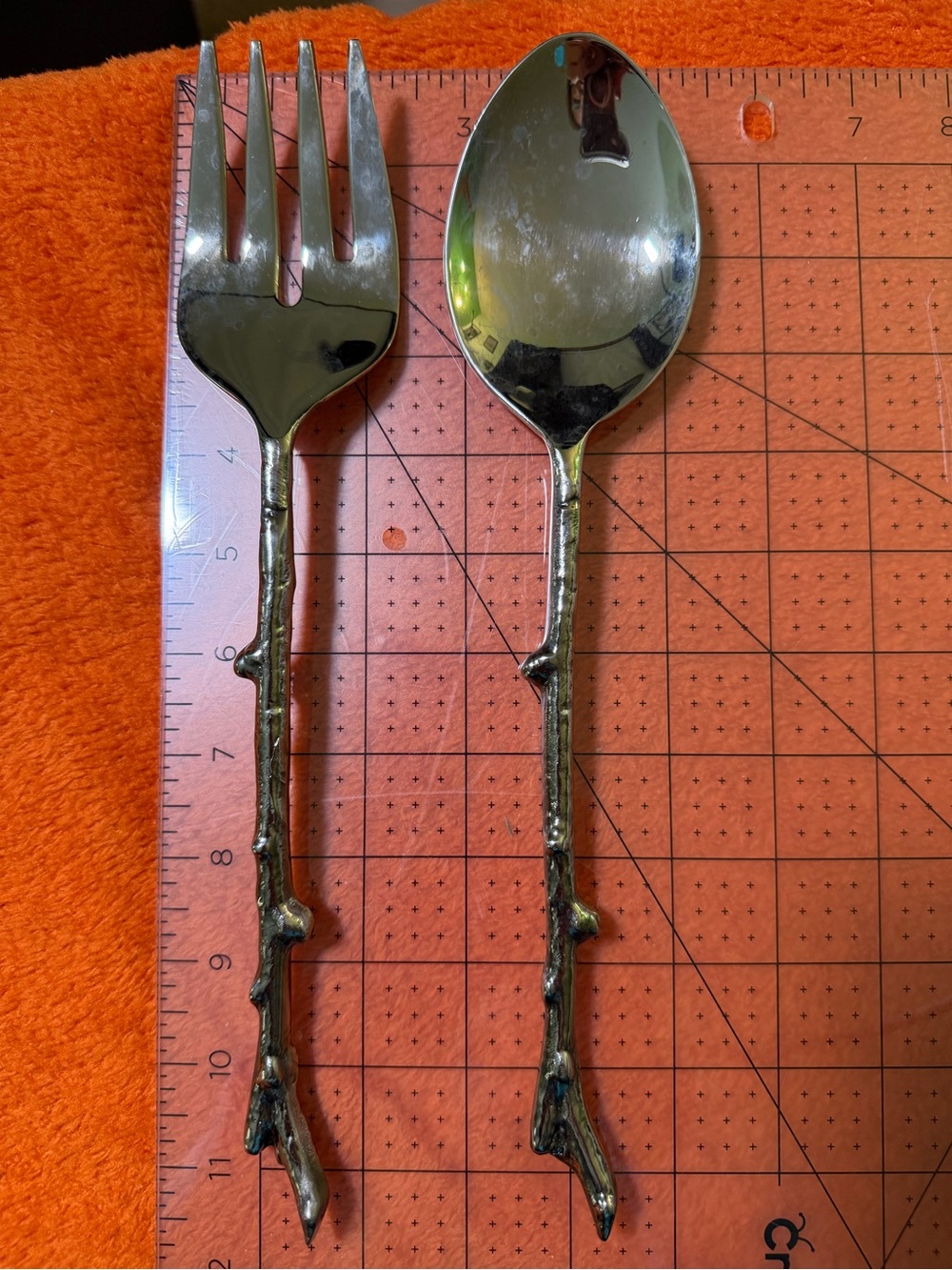 Smith & Hawken Twig 2 Pc Salad Server Set Nickel Plated Branch Handles 2005